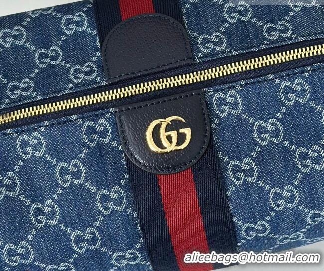 Shop Duplicate Gucci Vanity medium top handle bag in GG Denim 857799 Blue 2026
