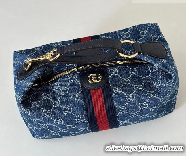 Shop Duplicate Gucci Vanity medium top handle bag in GG Denim 857799 Blue 2026