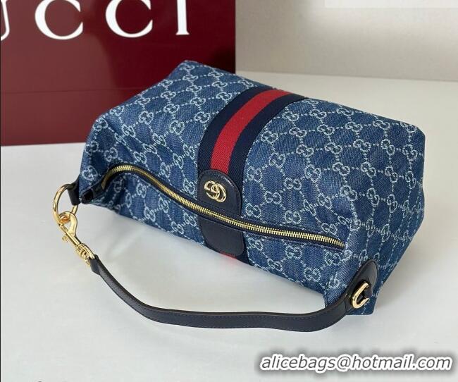Shop Duplicate Gucci Vanity medium top handle bag in GG Denim 857799 Blue 2026