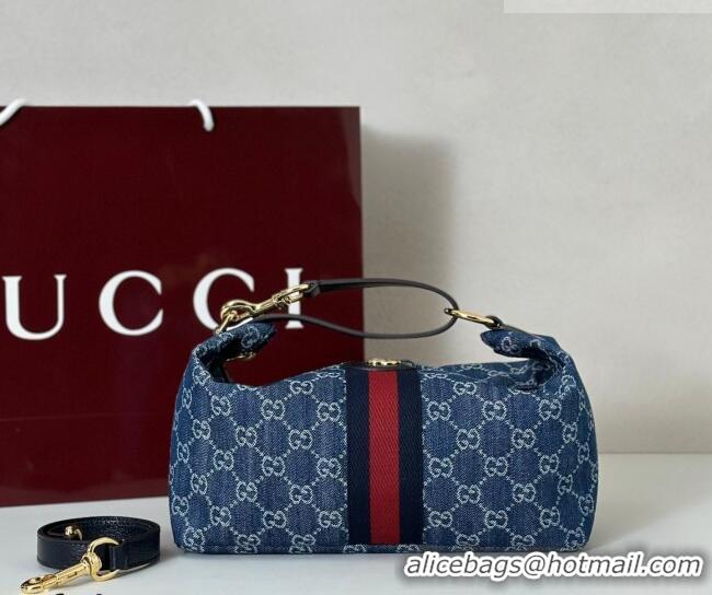 Shop Duplicate Gucci Vanity medium top handle bag in GG Denim 857799 Blue 2026