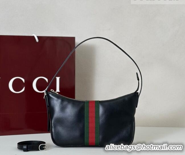Grade Design Gucci Lunetta Leather small crossbody bag with web 863406 Black 2026