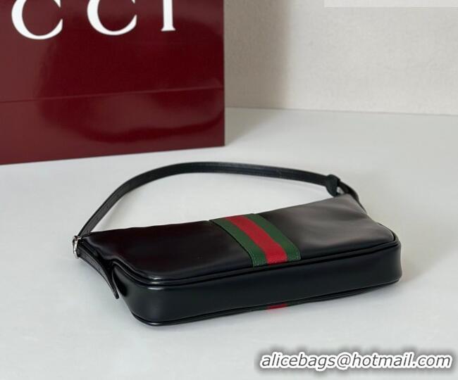Grade Design Gucci Lunetta Leather small crossbody bag with web 863406 Black 2026