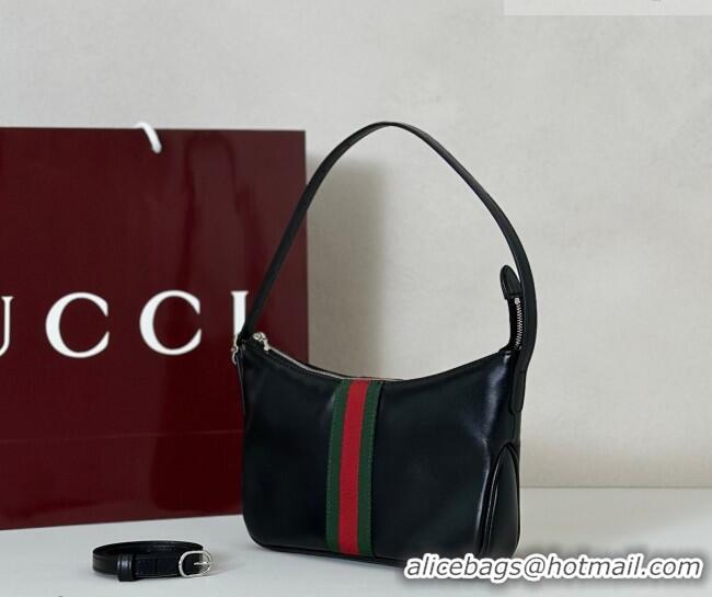 Grade Design Gucci Lunetta Leather small crossbody bag with web 863406 Black 2026