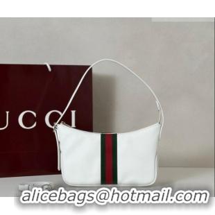 Buy Discount Gucci Lunetta Leather small crossbody bag with web 863406 White 2026