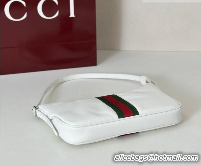 Buy Discount Gucci Lunetta Leather small crossbody bag with web 863406 White 2026
