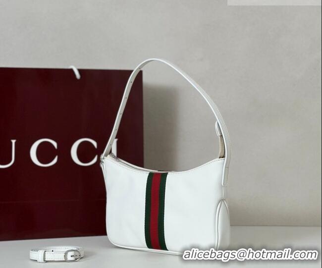 Buy Discount Gucci Lunetta Leather small crossbody bag with web 863406 White 2026