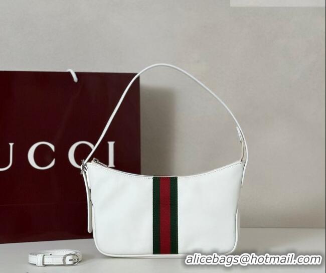 Buy Discount Gucci Lunetta Leather small crossbody bag with web 863406 White 2026