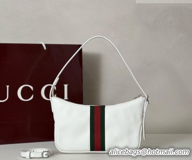 Buy Discount Gucci Lunetta Leather small crossbody bag with web 863406 White 2026
