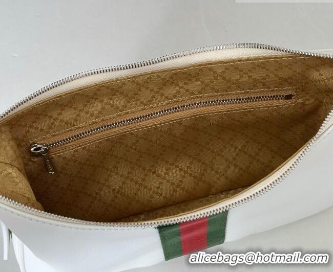 Buy Discount Gucci Lunetta Leather small crossbody bag with web 863406 White 2026