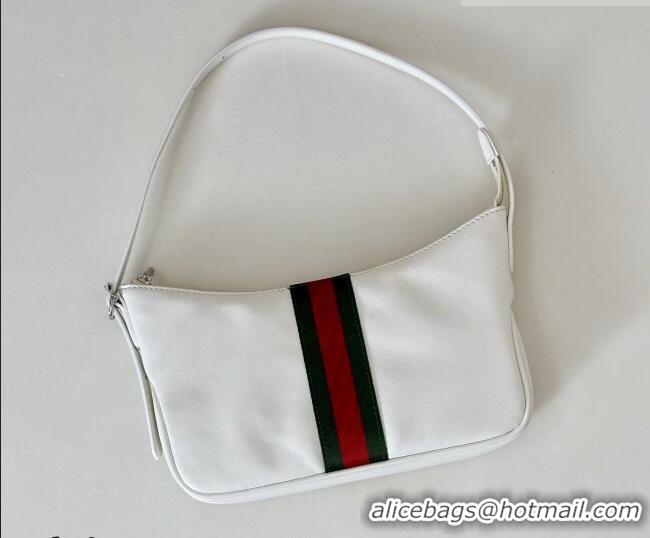 Buy Discount Gucci Lunetta Leather small crossbody bag with web 863406 White 2026