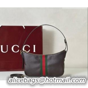 Grade Design Gucci Lunetta Leather small crossbody bag with web 863406 Brown 2026