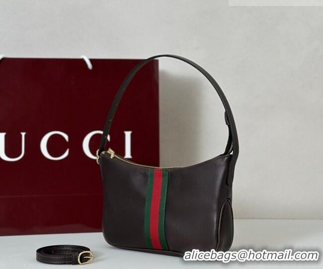 Grade Design Gucci Lunetta Leather small crossbody bag with web 863406 Brown 2026