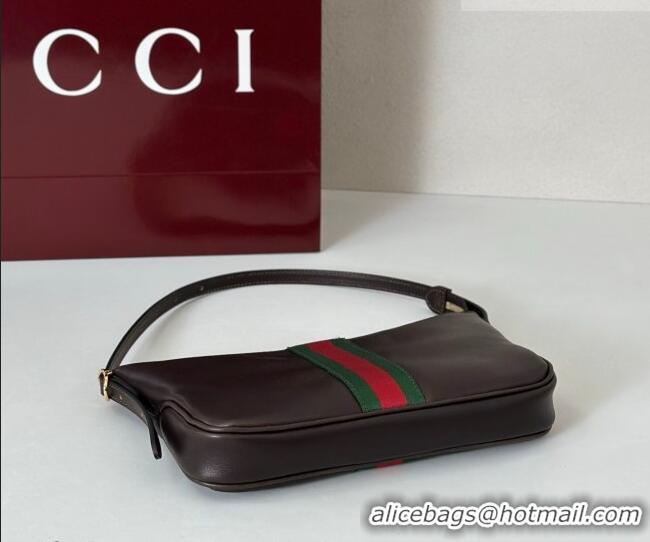 Grade Design Gucci Lunetta Leather small crossbody bag with web 863406 Brown 2026