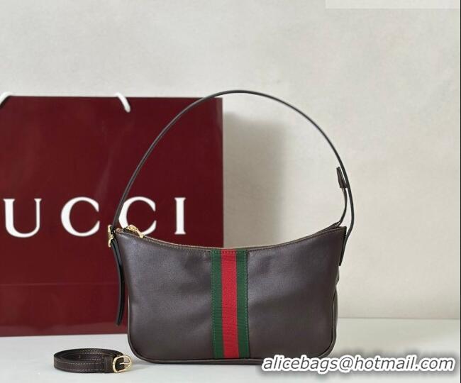 Grade Design Gucci Lunetta Leather small crossbody bag with web 863406 Brown 2026