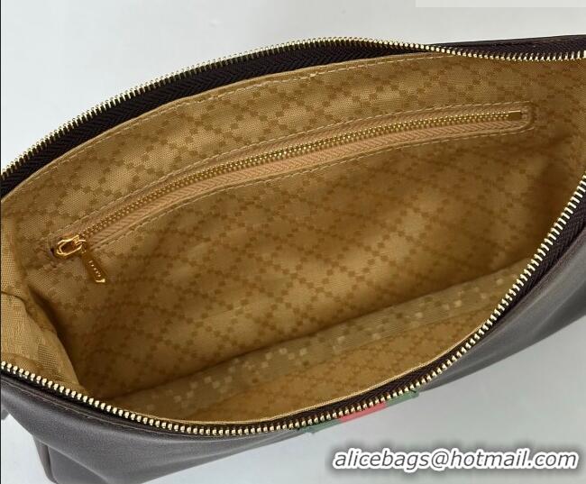 Grade Design Gucci Lunetta Leather small crossbody bag with web 863406 Brown 2026