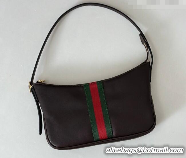 Grade Design Gucci Lunetta Leather small crossbody bag with web 863406 Brown 2026