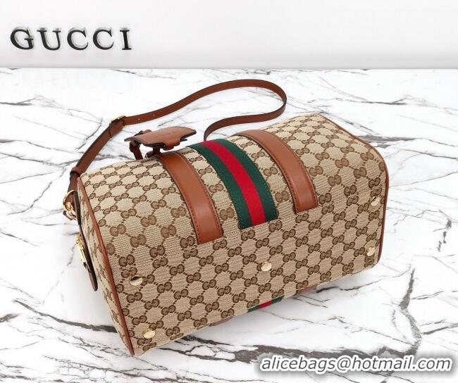 Grade Discount Gucci Ophidia medium boston bag in GG Canvas 857595 Beige/Brown 2026