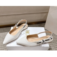 Good Looking Dior J'Adior Slingbacks Ballets Flat in Embroidered Cottonn White 1217056