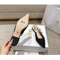 Grade Quality Dior J'Adior Slingbacks Ballets Flat in Embroidered Cottonn Black 1217058