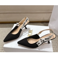 Luxurious Dior J'Adior Slingbacks Pumps 6.5cm in Embroidered Cottonn Black6 661217059