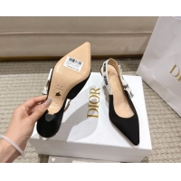 Luxurious Dior J'Adior Slingbacks Pumps 6.5cm in Embroidered Cottonn Black6 661217059
