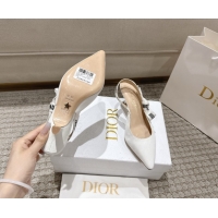 Stylish Dior J'Adior Slingbacks Pumps 6.5cm in Embroidered Cottonn White 1217060