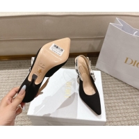 Good Quality Dior J'Adior Slingbacks Pumps 9.5cm in Embroidered Cottonn Black 1217061