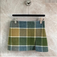 Promotional Miu Miu Plaid Skirt MM122502 Green 2025