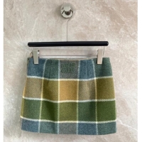 Promotional Miu Miu Plaid Skirt MM122502 Green 2025