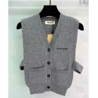 Luxury Discount Miu Miu Wool Vest MM122506 Grey 2025