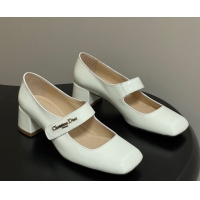 Generous Dior Patent Leather Mary Janes Pumps 4cm White DR121704 1217070