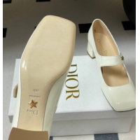 Generous Dior Patent Leather Mary Janes Pumps 4cm White DR121704 1217070