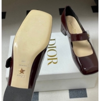 Shop Cheap Dior Patent Leather Mary Janes Pumps 4cm Dark Burgundy DR121704 1217072
