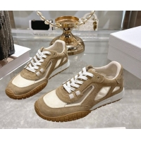 Grade Quality Dior Tech Sneakers in Suede Leather and Transparent Mesh Brown 1217073