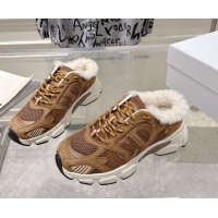 Low Price Dior Chrono Sneaker Mules in Suede and Mesh Camel Brown 1217079