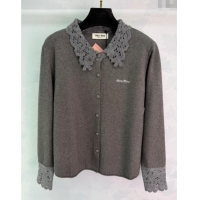 Buy Discount Miu Miu Wool Cardigan with Crochet MM122513 Grey 2025