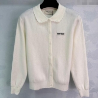 Good Quality Miu Miu Cashmere Silk Cardigan MM122516 White 2025