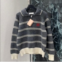 Good Product Miu Miu Wool Cashmere Striped Sweater MM122518 Grey 2025
