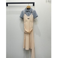 Trendy Design Miu Miu Cotton and Silk Polo Shirt Dress MM122519 Grey/Nude 2025