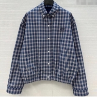 Best Price Miu Miu Cotton Plaid Jacket MM122520 Blue 2025