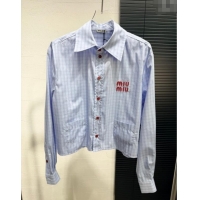 Top Quality Miu Miu Plaid Shirt MM122522 Blue/Red 2025