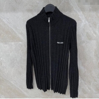 Good Quality Miu Miu Knit Cardigan MM122529 Dark Grey 2025