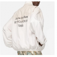 ​Super Quality Acne Studios Logo Zipper Men Jacket AS1188 Dusty White