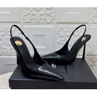 Sumptuous Saint Laurent Romy Slingback Pumps 10.5cm in Patent Leather Black 1028083