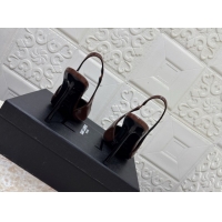 Stylish Saint Laurent Romy Slingback Pumps 10.5cm in Patent Leather Brown 1028085