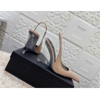 Hot Style Saint Laurent Pointy Slingback Wedge Pumps 10.5cm in Patent Leather Nude Pink 1028092