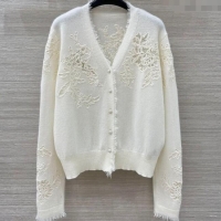 Top Quality Ermanno Scervino Cashmere Cardigan with Lace Embroidery ES122601 White 2025