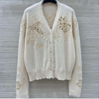 Buy Discount Ermanno Scervino Cashmere Cardigan with Lace Embroidery ES122601 Light Grey 2025