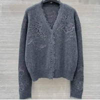 ​Good Product Ermanno Scervino Cashmere Cardigan with Lace Embroidery ES122601 Dark Grey 2025