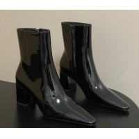 Best Grade Saint Laurent Rainer Heel Ankle Boots 7.5cm in Patent Leather Black 1028104